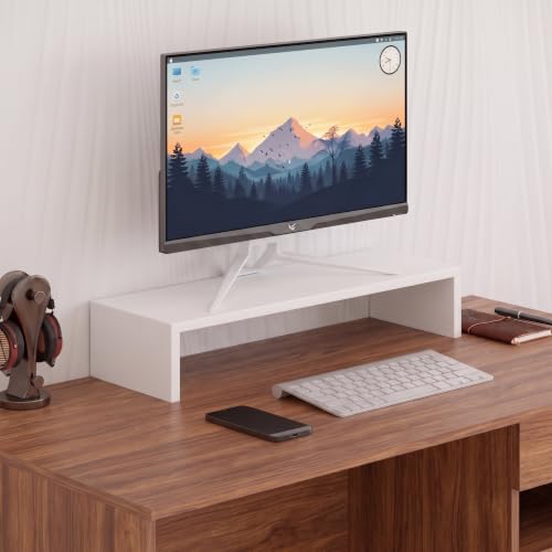 Image of Wudyhub Computer Desk | Laptop Table | Monitor Stand | Sturdy Desk for Home, Office, Bedroom, Living Room (ST-13-White)