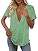 Womens Sexy Deep V Neck T Shirts Summer Oversized Short Sleeve Tee Tops Light Green