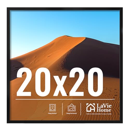 LaVie Home 20x20 Picture Frame for Wall Display, 20x20 Black Picture Frame with HD Plexiglas, 20 x 20 Square Frame 1 Pack, Display Frame for Vertical or Horizontal, Classic Collection
