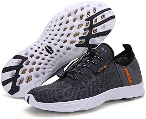 Whatseaso Water Shoes Quick Dry Barefoot Beach Aqua Sport Swim Surf Pool Hiking Diving Walking for Men Women, 11.5 Women/10 Men, Grey