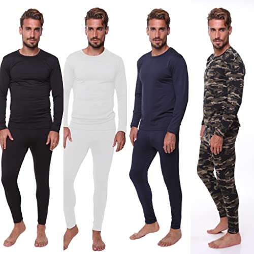 Men's Thermal Set, Lightweight Ultra Soft Fleece Shirt And Pants,Blue,Large #TOP1