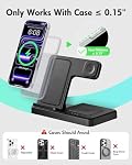 GETPALS Wireless Charger iPhone Charging Station for Apple Multiple Devices | 3 in 1 Charger Stand for iPhone 17 Pro Max 17e 16 16e 15 14 13 12 & Watch Series 11-2 SE Ultra & Airpods 4 3 Pro, Black