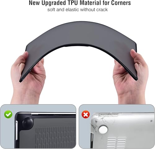 Image of BlueSwan Hard Shell Case Compatible for Apple MacBook Air 13 inch M5 2026 2025 2024 2022 M4 M3 M2, A3449 A3240 A3113 A2681, 13.6 Matte TPU Frame Anti-Fingerprint Laptop Protective Cover, Frosted Black