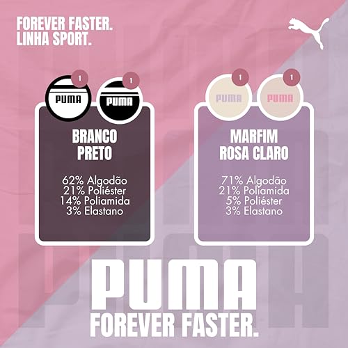 PUMA Kit 4 Pares Meia Esportiva Cano Alto Hipoalergênico Toque Leve Confortável, 1 Marfim - 1 - Rosa