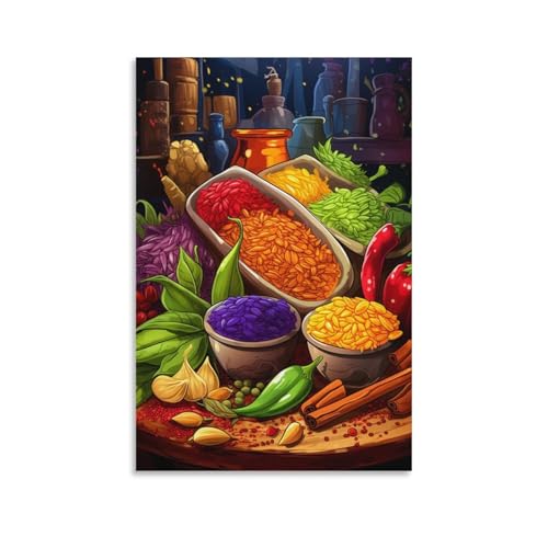 Peinture sur toile épices colorées œuvre murale haut de gamme 50x75