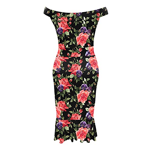 Aniywn Vestido feminino sexy de renda com estampa floral de manga comprida com babados e fenda emagr