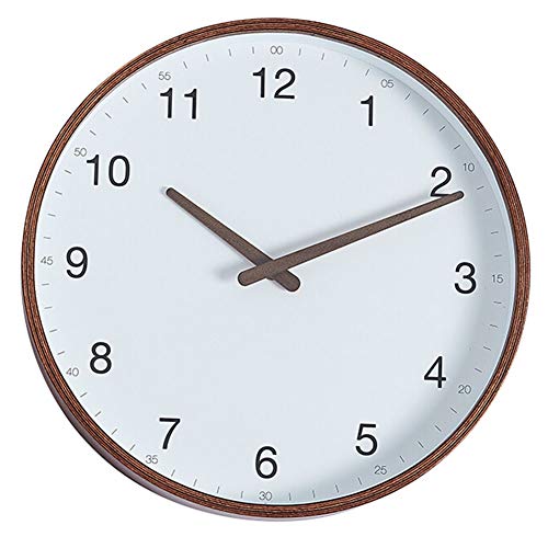 Wall Clock 12 Inch Battery Operated Non Ticking Silent Bedroom Living Room Nordic Modern Solid Wooden Beech Brown #TOP4