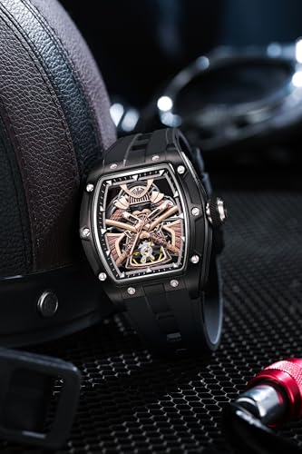 Image of ALIX Men's Automatic Skeleton Self-Winding Water Resistant Chronograph Analog Watch