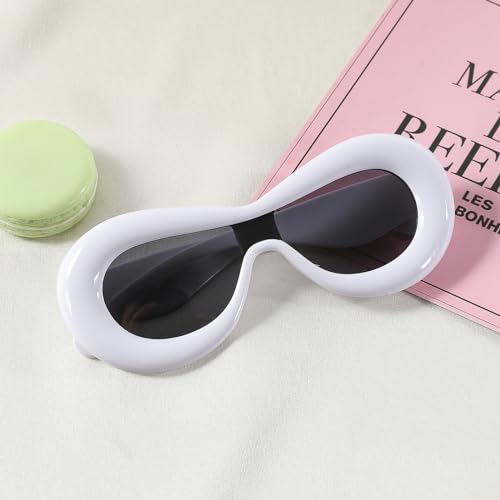 1-10 Years Kids Inflated Oval Sunglasses for Boys Girls Oversized Thick Frame Y2K Funny Aesthetic Shades (Green)2