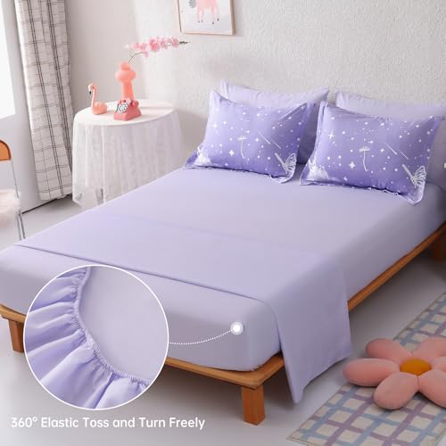 Image of Dinjoy Girls Comforter Set 7 Pieces, Full Size Colorful Ombre Rainbow Bedding Set, Bed in A Bag for Kid Teen Girls (1 Comforter, 1 Flat Sheet, 1 Fitted Sheet, 2 Pillow Shams, 2 Pillowcases)