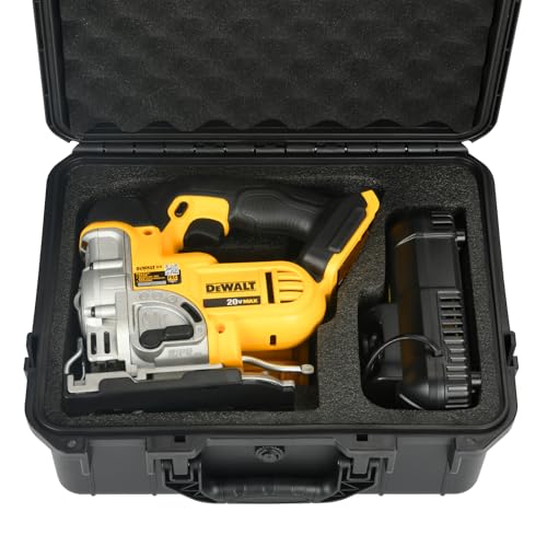Case for Dewalt Jigsaw Power Tools - Waterproof Hard Tool Box for Dewalt 20 Volt Jig Saw DCS334B | DCS331B, Power Tool Combo Kit Bag for Dewalt 20V Max Cordless Jig Saw Set/Battery/Charger (Case Only)