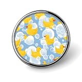 Spilla rotonda a forma di paperella di gomma gialla con bolle, ideale per risvolto, cravatta, cappello, abbigliamento e accessori di gioielleria.