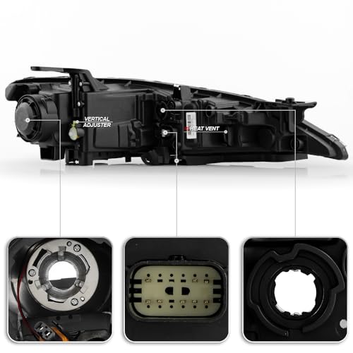 KEEKPO - For 2015 2016 2017 Chrysler 200 Chrome Halogen Type w/LED DRL Projector Headlights Headlamps Pair Left+Right - Image 4