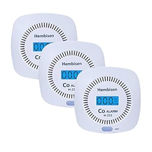 3 Packs Carbon Monoxide Detectors – Hembisen CO Alarm Detector Monitor Battery Operated with Digital Display for House Kitchen Restaurant Hotel Office
