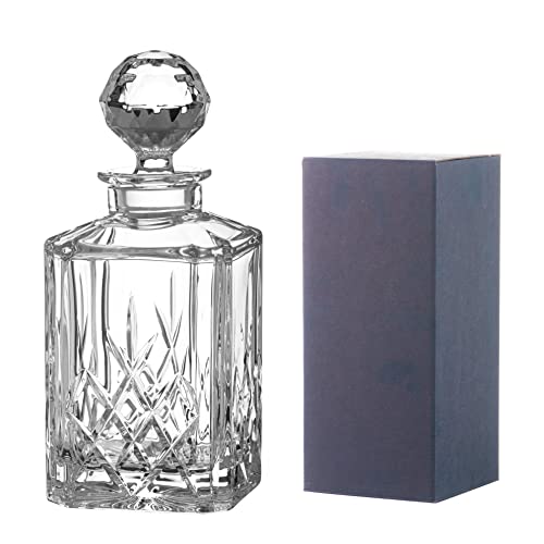 Image of DIAMANTE Classic Square Whisky Decanter | Crystal Decanter 800ml | Traditional Cut Polished Whisky Decanter
