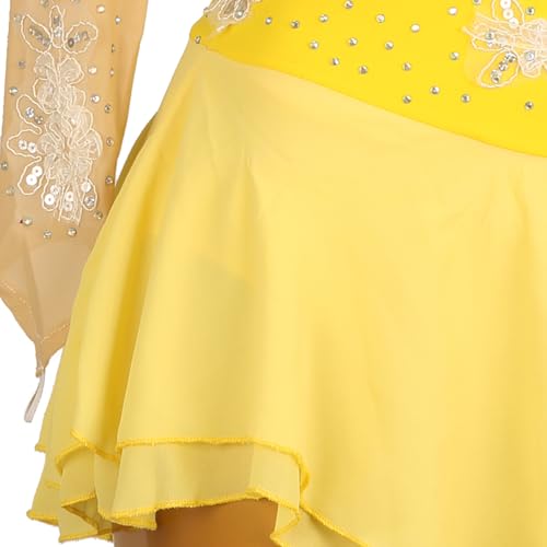 Vestido feminino profissional de patinação artística, collant de balé, strass brilhante, fantasia de