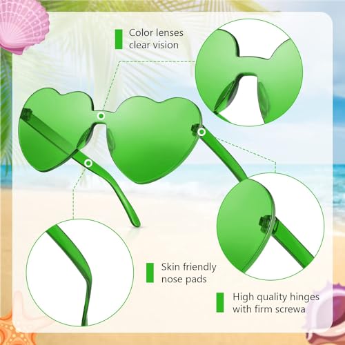 RTBOFY 8 Pack Heart Sunglasses Shaped with Transparent Candy Color for Women Party Favor3