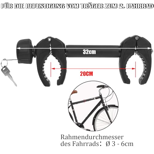 Sorlpv Rahmenhalter für Fahrradträger 32CM Länge, Universal Kurze Fahrradrahmenhalter Abschließbare, Rahmenhalter für Rahmendurchmesser des Fahrrads: Ø 3-6cm
