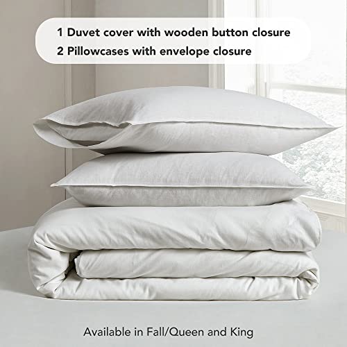 Dapu Linen Duvet Cover King, Washed Lightweight Bedding Set With Buttons Closures, 3 Pcs Hypoallergenic Soft Linen Cotton Blend Duvet Cover Set With 8 Corner Ties (Off-White/Cotton Linen, King) #TOP4