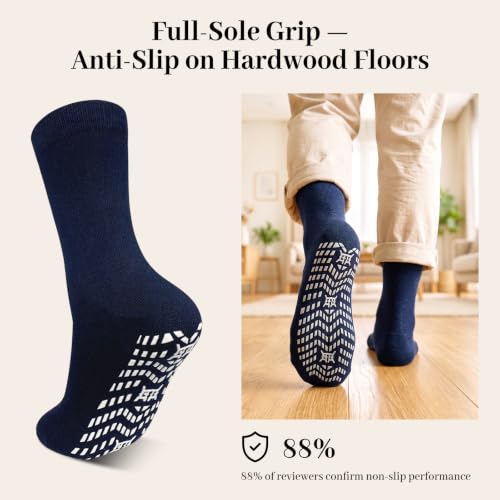 Image of Artfasion Non Slip Grip Socks Men: Fall Prevention Hospital Seniors 9-15
