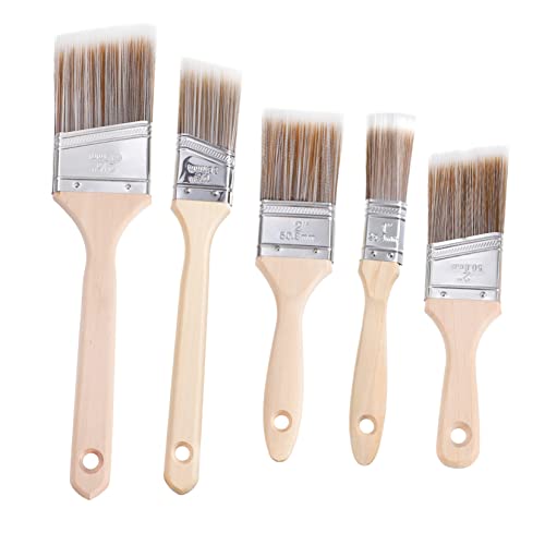 OFFIGAM 5 Pinceles De Retoque para Óleo Planos para Quitar Abolladuras con Ventosa Herramienta para Pintar Esponja para Acuarela Óleo De Madera Beige