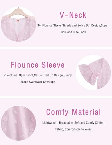 Girls Swimsuit Cover Ups V Neck Sheer Summer Beach Bathing Suit Coverups for Size 4-13Y4