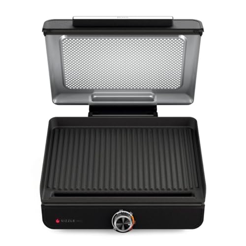 Ninja Sizzle GR100 Smokeless Indoor Grill, 500°F High Heat Kitchen Grill with Nonstick 14-Inch Plate, Low-Smoke Technology, Edge-to-Edge Heating, Family-Sized Capacity, Countertop Cooking Tool