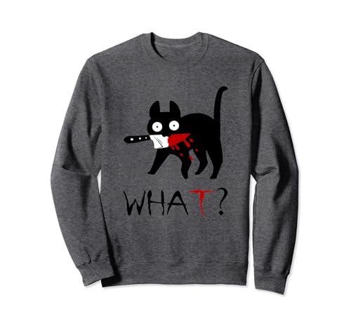 Cat What? Funny Black Cat Shirt, Murderous Cat With Knife Sudadera