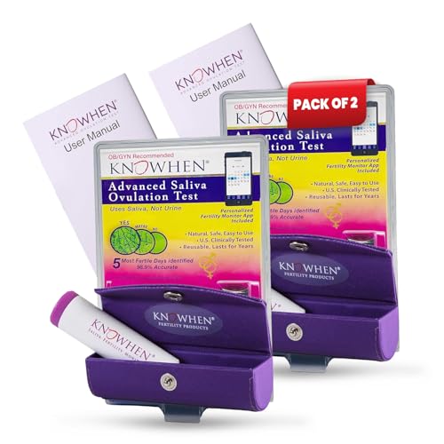 KNOWHEN® Advanced Saliva Ovulation Test Kit – Pack of 2 | Non-Invasive Fertility Tracker with Built-in Microscope | Unlimited Daily Tests, Accurate 98.9% Ovulation Predictor for Family Planning