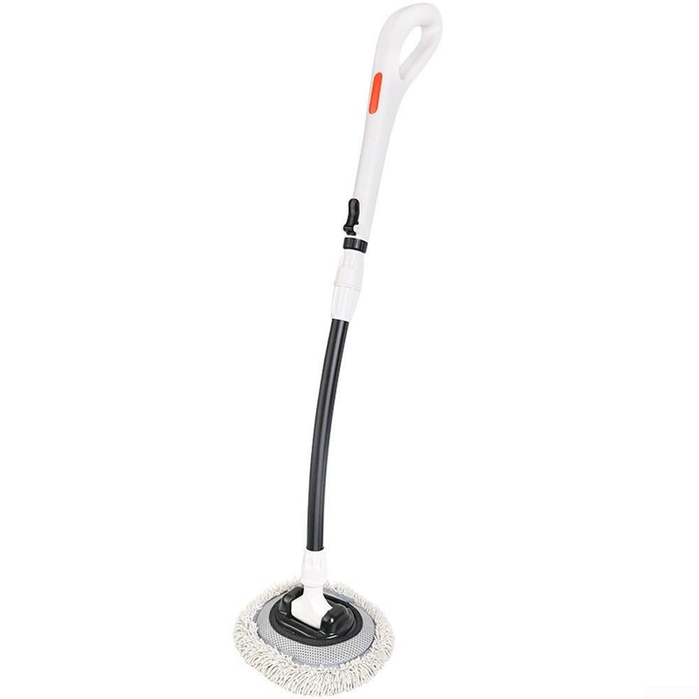 Spazzola per la pulizia dell'auto in lega di alluminio con manico estensibile, stile guanto in microfibra per furgoni e camper (nero e arancione)