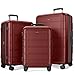 SHOWKOO Luggage Sets 3 Piece Expandable 100% PC Durable Hardshell Suitcase with Wheels TSA Lock Lightweight Wine Red