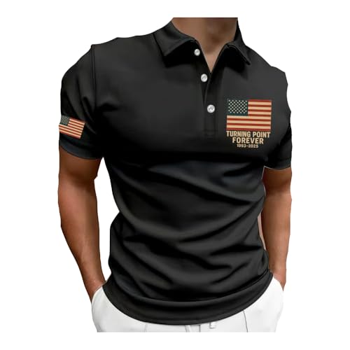 Men's Turning Point Forever 1993 2025 Print Casual Polo Shirt American Flag Freedom Shirt