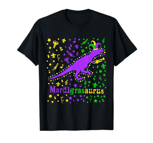 Mardi Gras Kids Party Gift - Divertido dinosaurio de Mardigrasaurus Camiseta