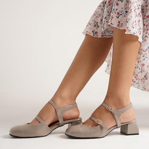 Image of JM LOOKS Women's Mary Jane Pumps, Chunky Low Block Heel, Double Adjustable Ankle Buckle Straps for Women & Girls
