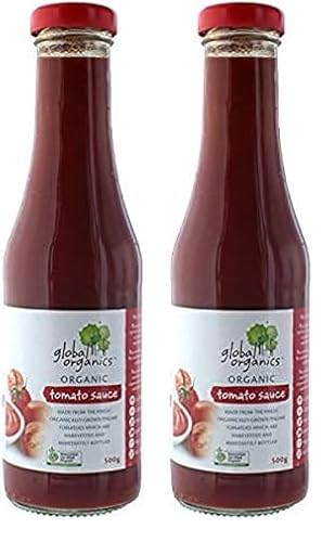 Global Organics Organic Tomato Sauce Glass 500 g (Pack of 2)