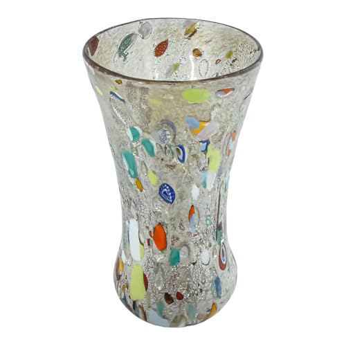 Vase en verre de Murano soufflé à la main, pièce d'exception multicolore de Venise