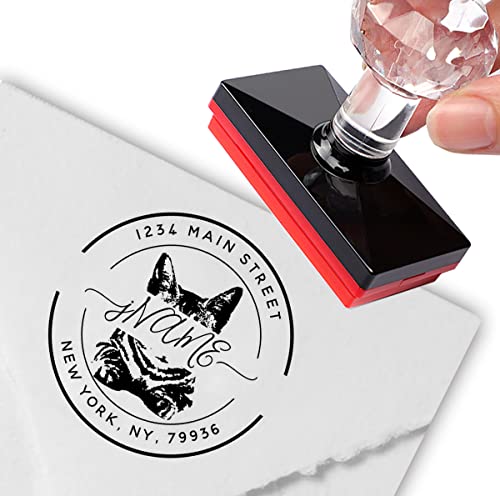Sello personalizado personalizado con nombre de familia y dirección de devolución de gato, embalaje para pequeñas empresas, sellos familiares y profesores Cover