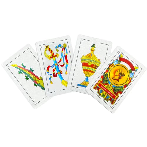 Naipes españoles, juegos de cartas españolas originales, cartas Briscas Puerto Rico, mazo de cartas españolas original, cartas mexicanas [clásico de lujo de lámina plateada] [PVC impermeable] (paquete