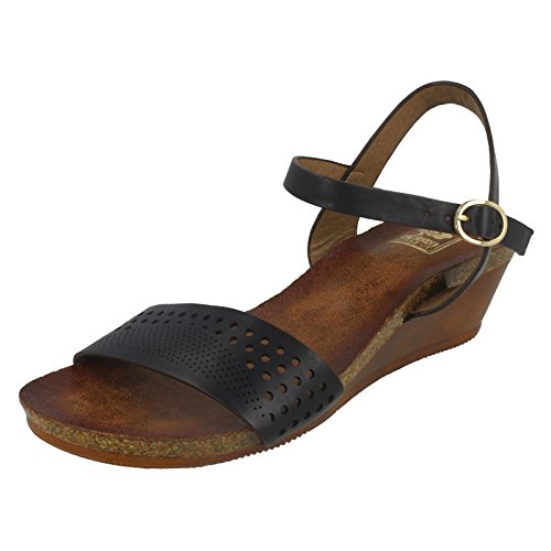 Down to Earth - Sandalias con Empeine Perforado y Plataforma Media para Mujer (36 EU) (Negro)