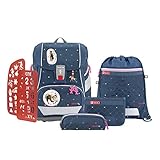 Step by Step 2IN1 Plus Spiegelburg Schulranzen-Set, Pferdefreunde „True Love“, 6-teilig, blau, ergonomischer Tornister mit Reflektoren, höhenverstellbar, für Grundschule und Freizeit, 19 Liter