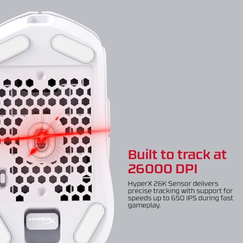 HyperX Pulsefire Haste 2 Wireless Gaming Mouse for PC 26K Sensor | Native DPI of up to 26,000 | Tracking speed of up to 650 IPS | Smooth, low-friction skates NGENUITY Software