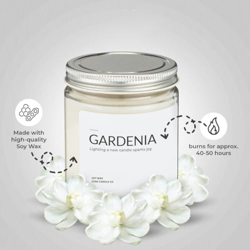Gardenia Scented Soy Candles - Premium Quality - 7oz.