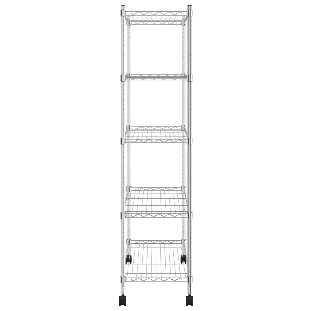 Générique Étagère de Rangement 5 Niveaux Roues 75x35x155 cm Chrome 250 kg,Entreprise & Industrie,Stockage Industriel,Étagères industrielles,324629