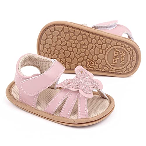 Infant Girls Open Toe Shoes First Walkers Shoes Summer Toddler Paillette Butterfly Flat Sandals Sandals for Girls Size 13