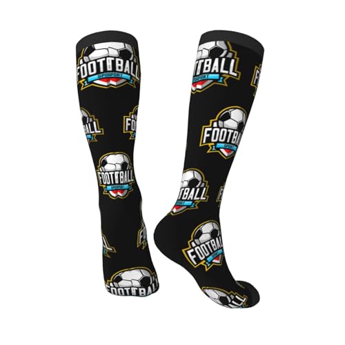Football Sport Calf-Length Color-Blocked Knee-High Socks With 3D Printed Design, Unisex4