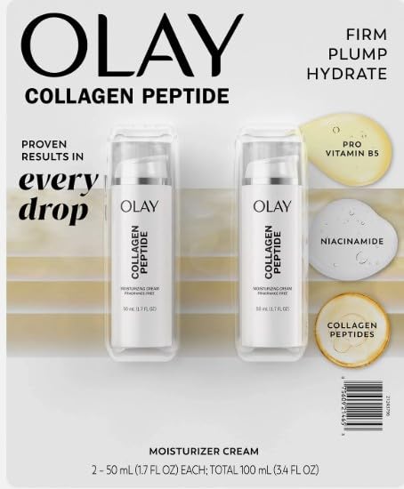 Olay Collagen Peptide Firming Plumping Facial Moisture Cream, 1.7 floz, 2pk