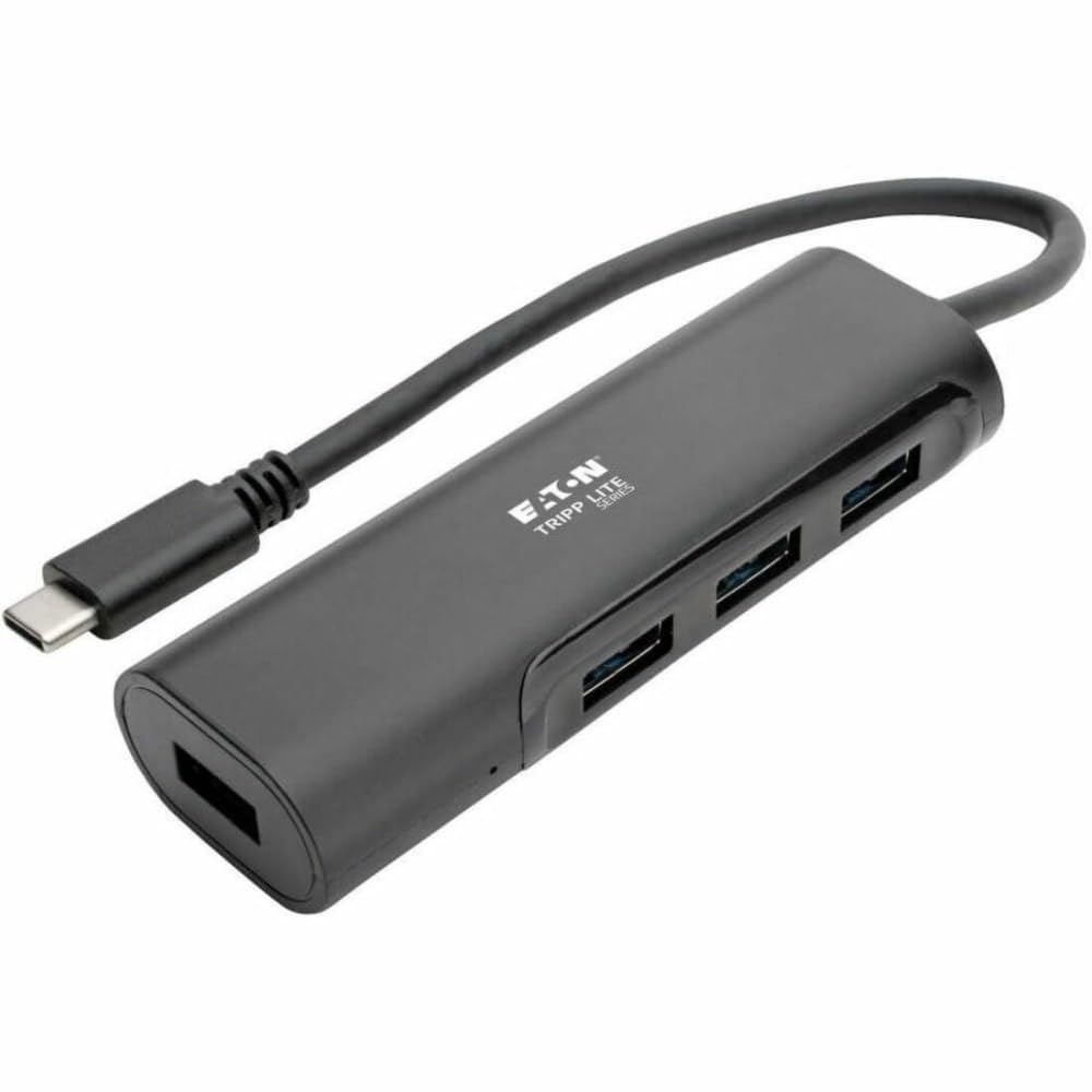 Tripp Lite U460-004-4AB 4-portowy hub USB 3.1, USB-C (typ C), 4x USB-A, USB 3.1 Gen 1, kompatybilny z Thunderbolt 3, czarny