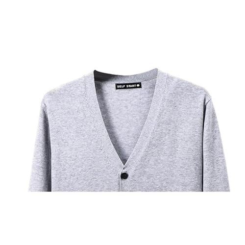 Mens Casual Soft Comfortable Sweater Ribbed Hem Cuff Cardigan Button Lightweight V-Shaped Topcoat 12