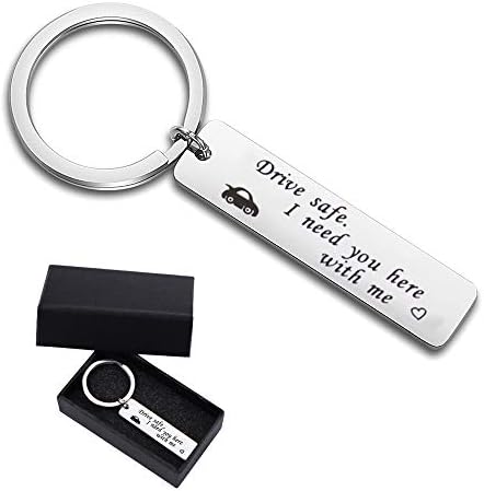 Drive Safe Keychain,I Need You Here with Me Trucker Husband Gifts for Husband Dad Boyfriend Gifts Best Friend Gifts Stocking Stuffer, Birthday Gifts (Z-Sliver)