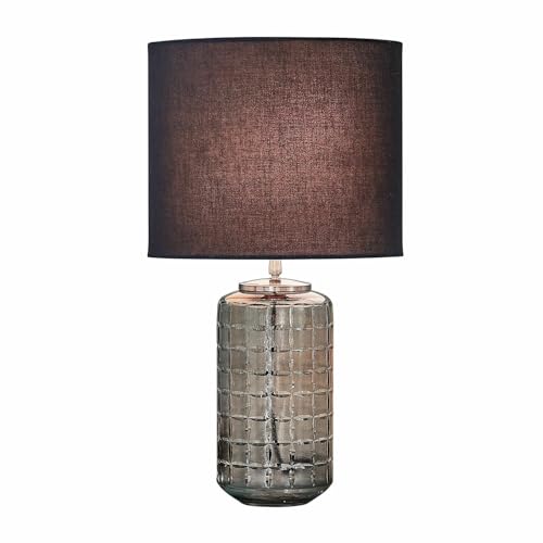 LOBERON Eldarion Lampada da tavolo - Vetro soffiato a bocca e colorato - Motivo a diamante tagliato a mano, grigio/nero